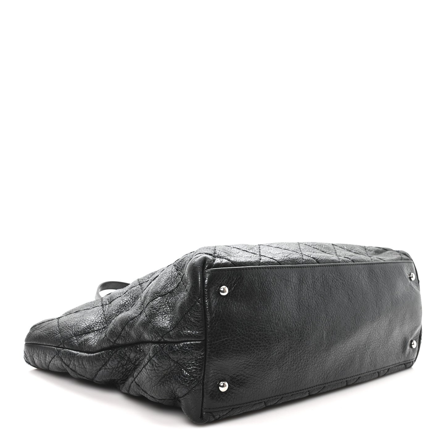 Glazed Calfskin Large On The Road Tote Black