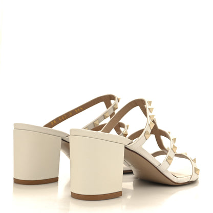 Valentino Garavani Calfskin Rockstud 60mm Caged Slide Sandals 39.5 Optic White 4 of 9