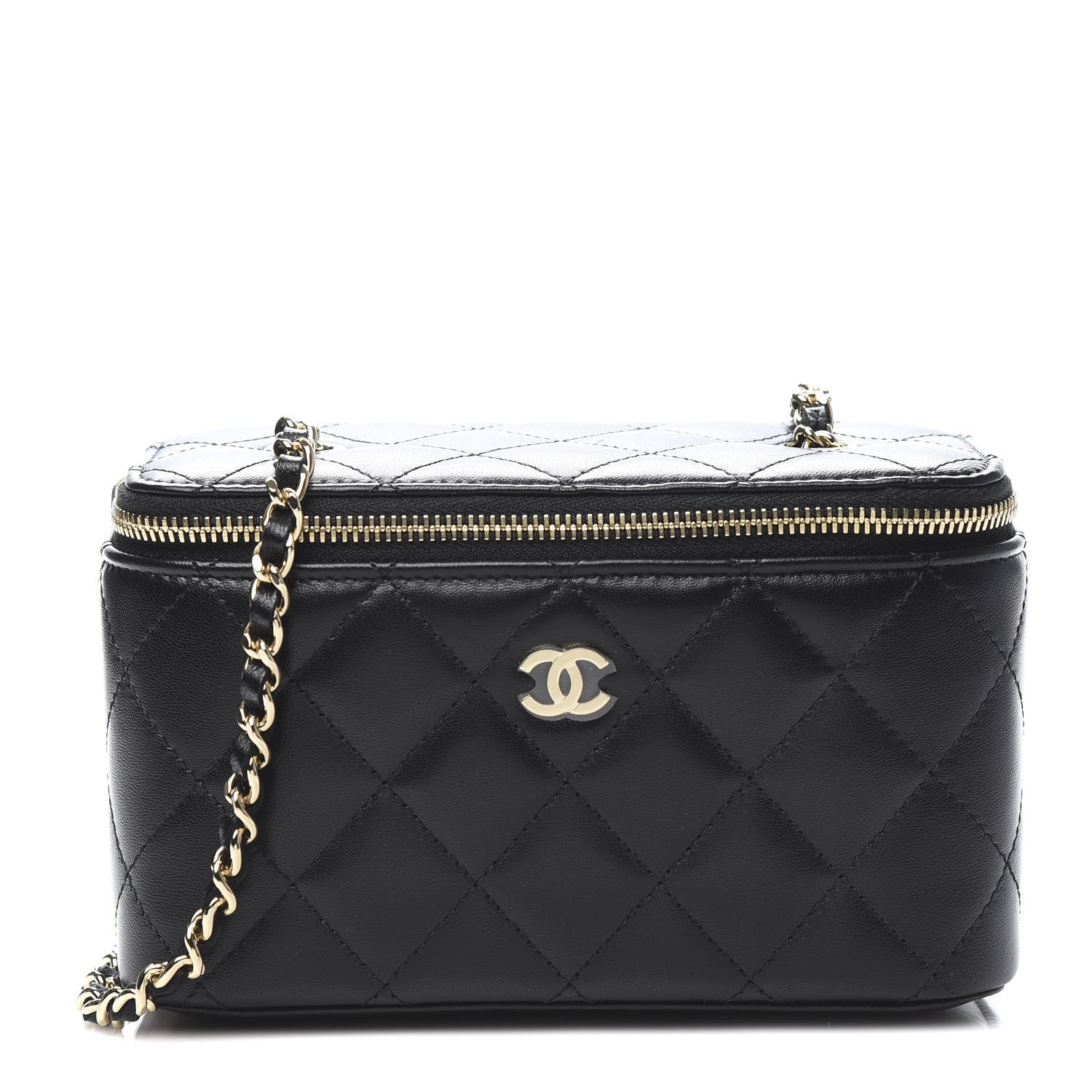 Chanel Lambskin Quilted Small Vanity Case With Chain Black 1 of 11
