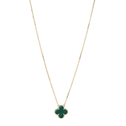 Van Cleef & Arpels 18K Yellow Gold Malachite Vintage Alhambra Pendant Necklace 1 of 5