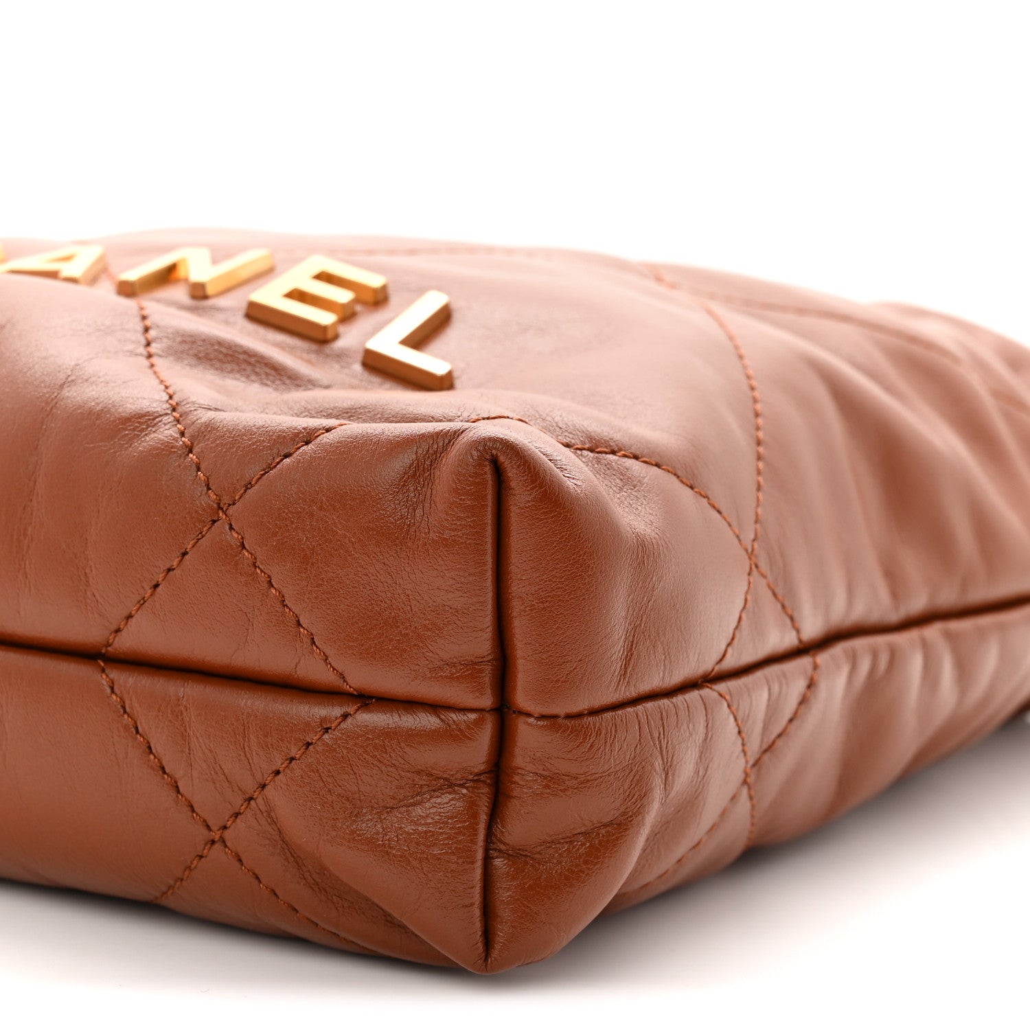 Chanel Shiny Calfskin Quilted Mini Chanel 22 Light Brown 1824744