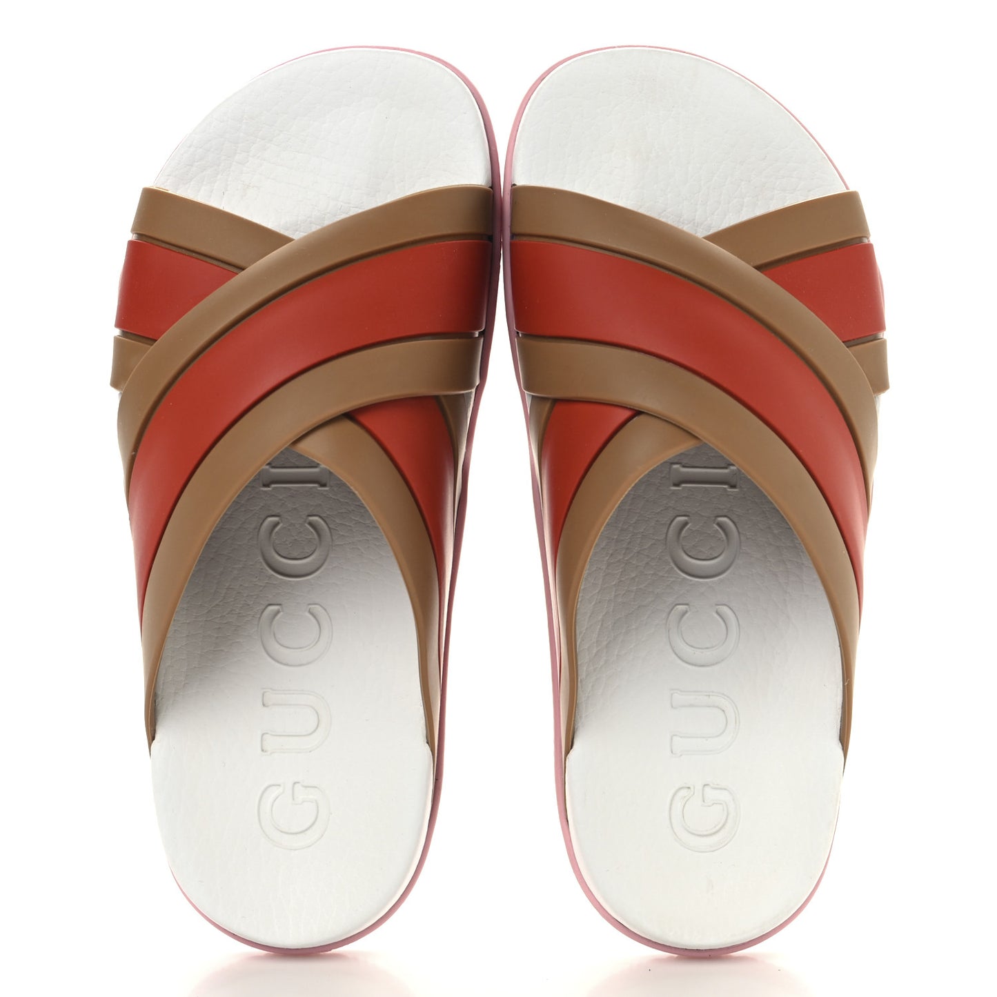 Rubber Web Womens Criss Cross Slide Sandals 38 Beige Orange