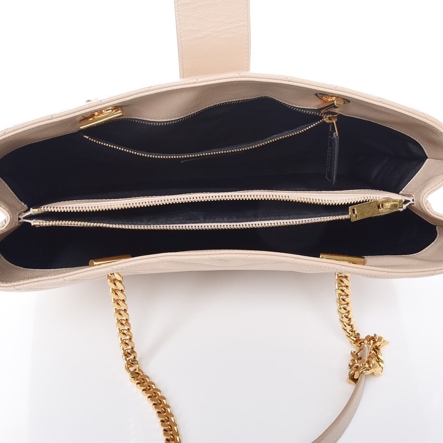 Grain De Poudre Matelasse Chevron Monogram Shopping Bag Nude Powder