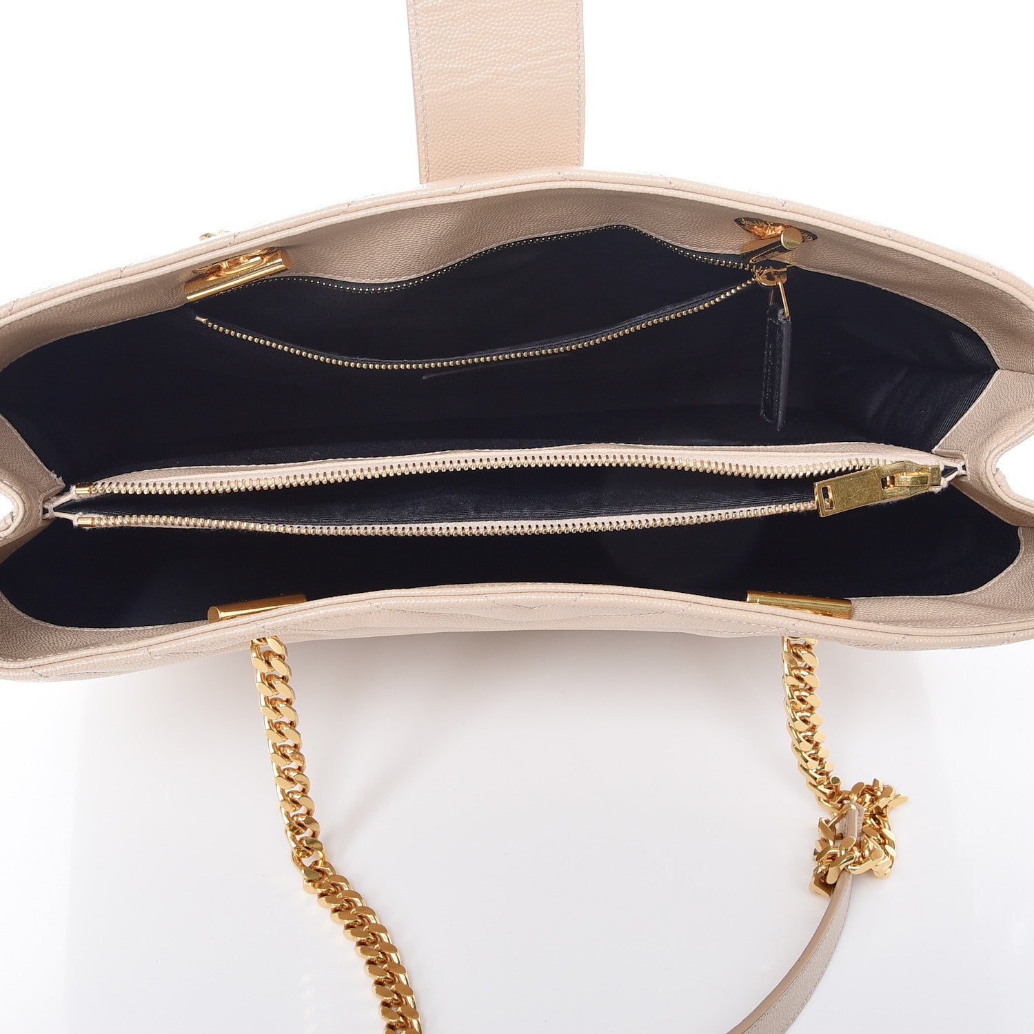 Saint Laurent Grain De Poudre Matelasse Chevron Monogram Shopping Bag Nude Powder 5 of 8