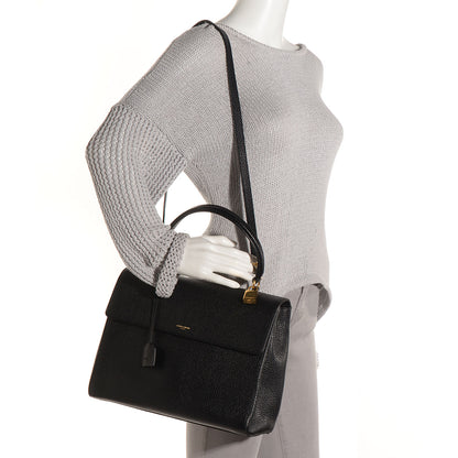 Saint Laurent Grained Calfskin Medium Moujik Top Handle Bag Black 2 of 11