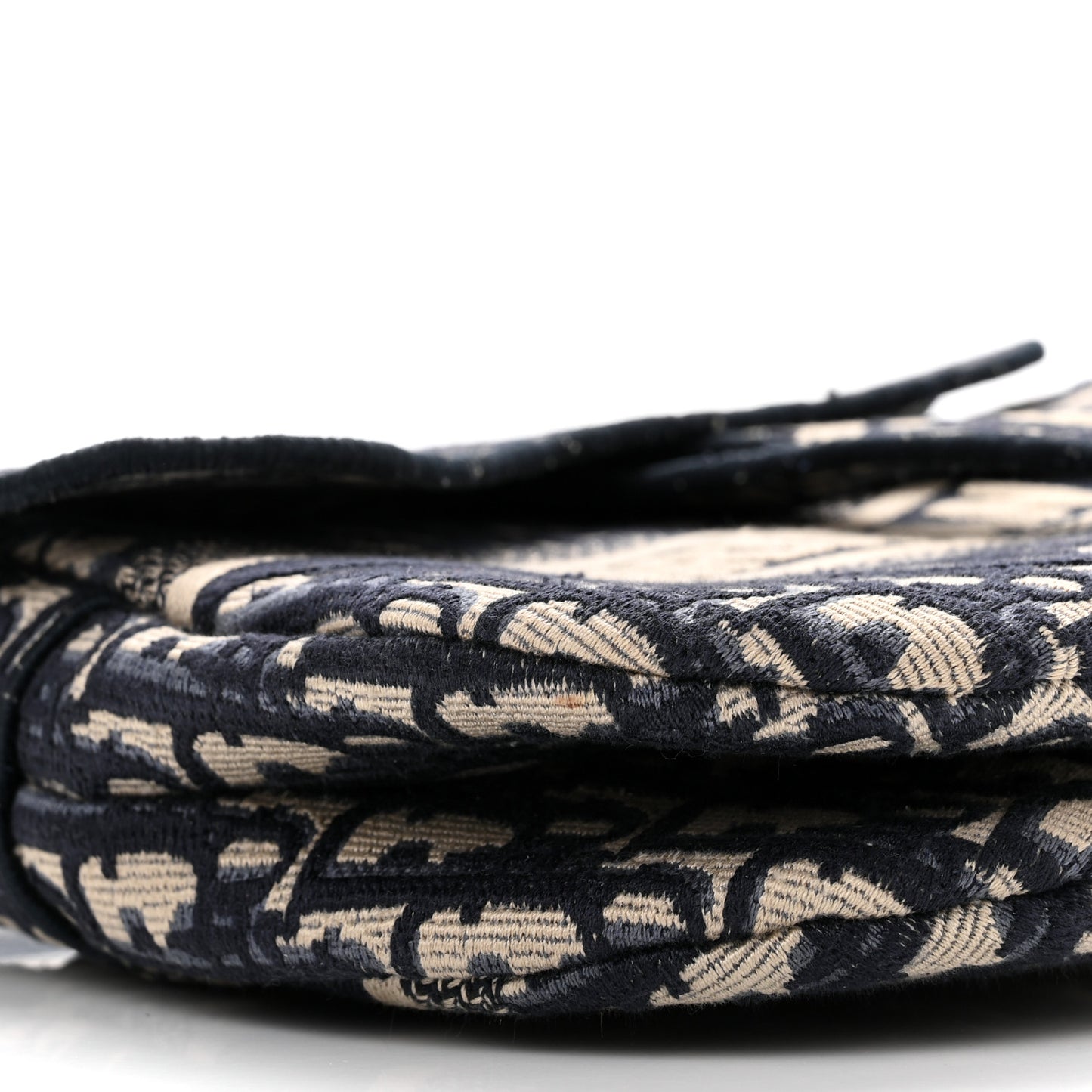 Oblique Embroidered Saddle Bag Blue