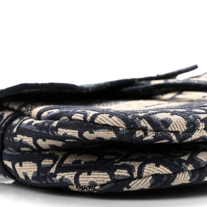 Christian Dior Oblique Embroidered Saddle Bag Blue 9 of 10