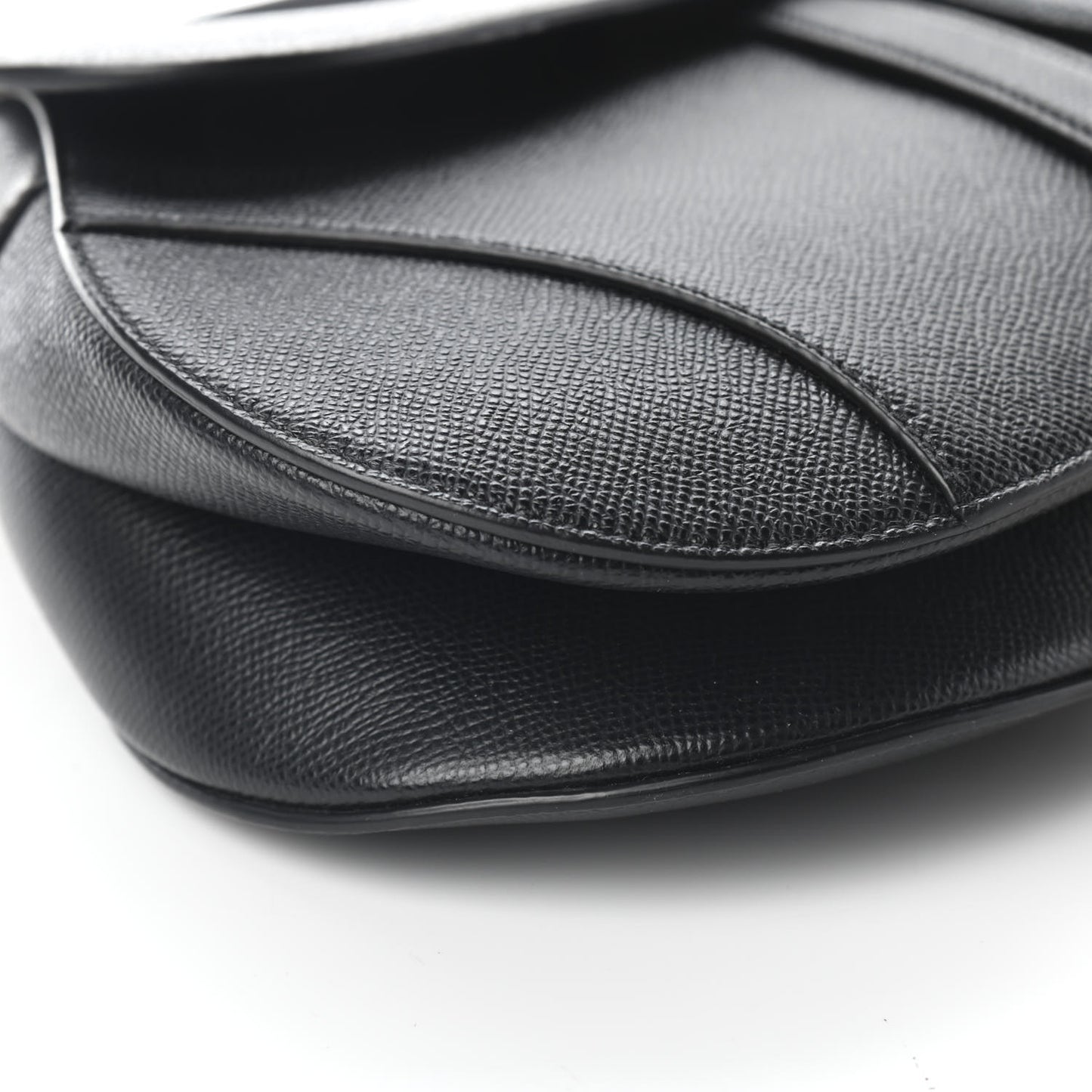 Grained Calfskin Saddle Bag Black
