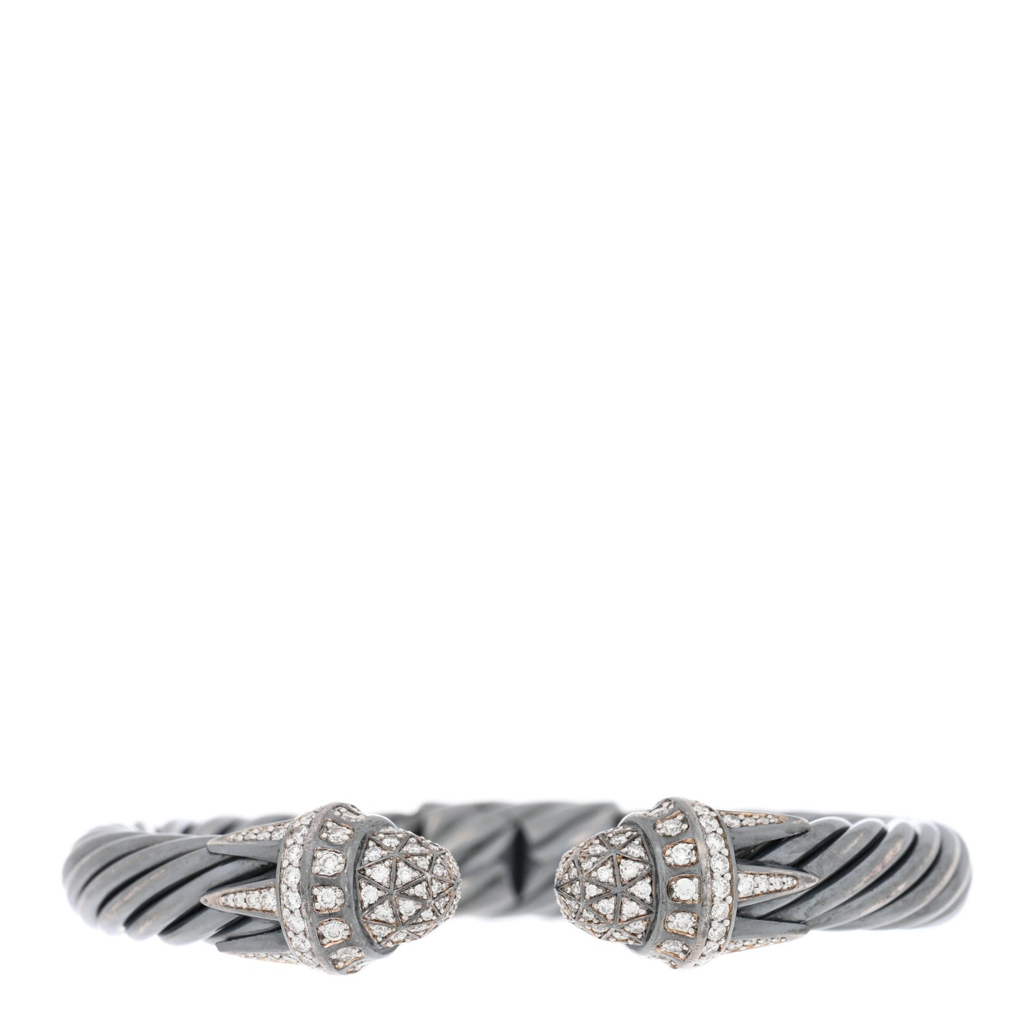 Darkened Sterling Silver Diamond 9mm Cable Statue of Liberty Bracelet