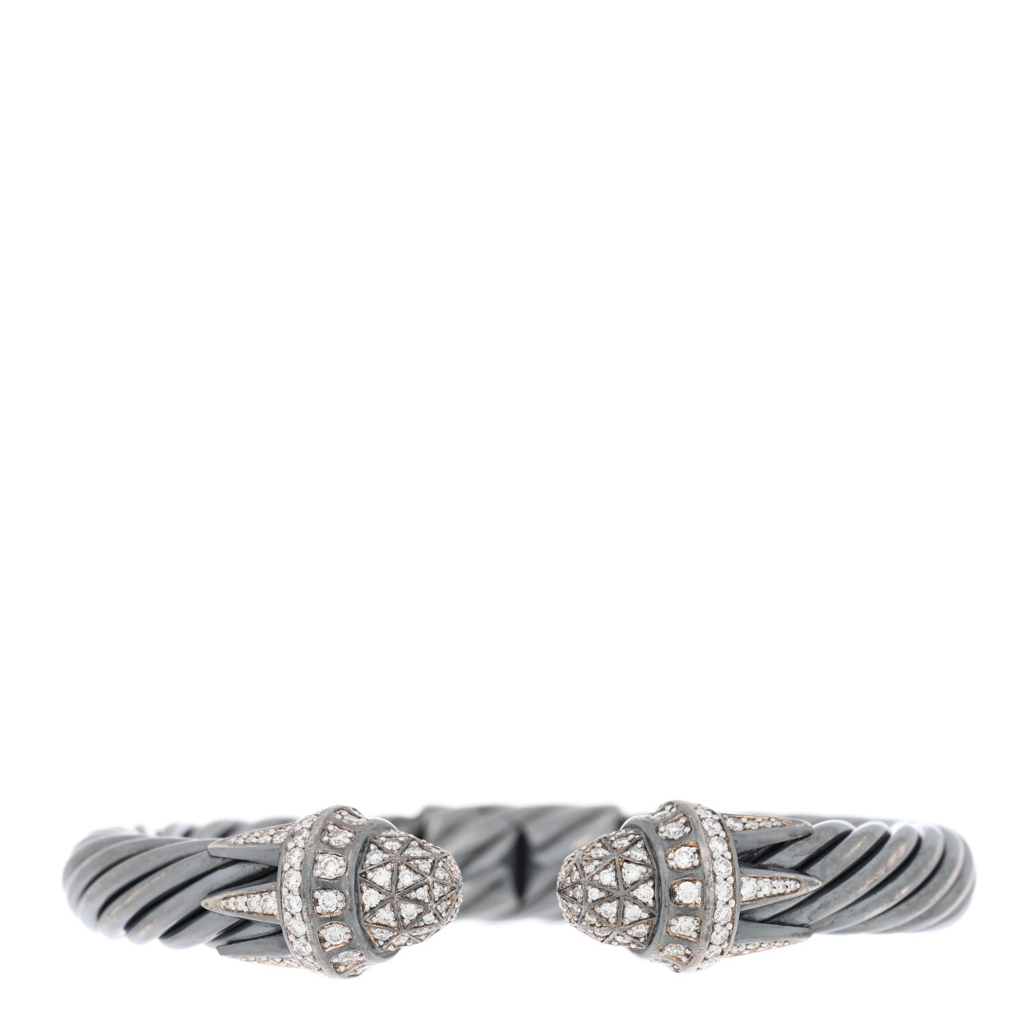 David Yurman Darkened Sterling Silver Diamond 9mm Cable Statue of Liberty Bracelet 1 of 4