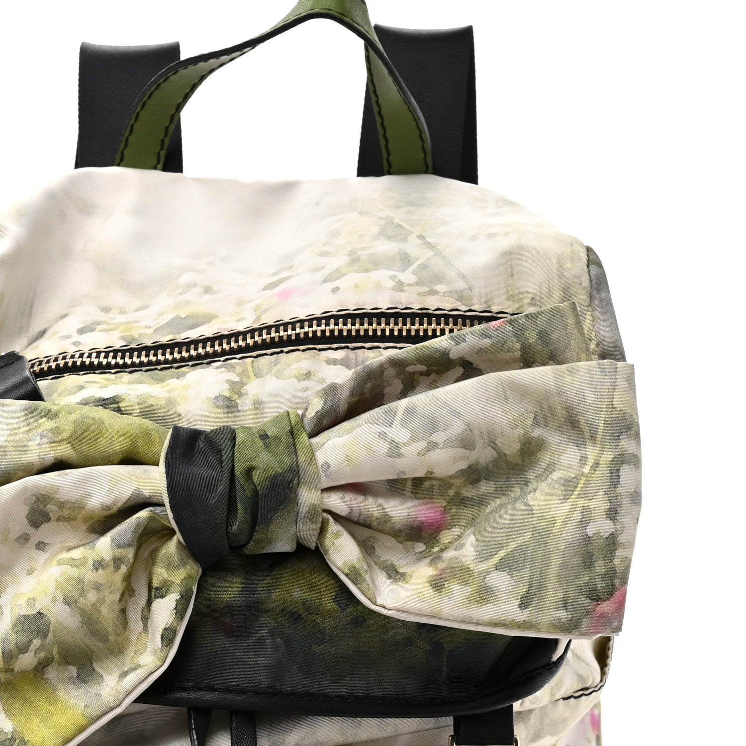 Valentino Garavani Nylon Foral Print Bow Backpack Green Multicolor 7 of 11