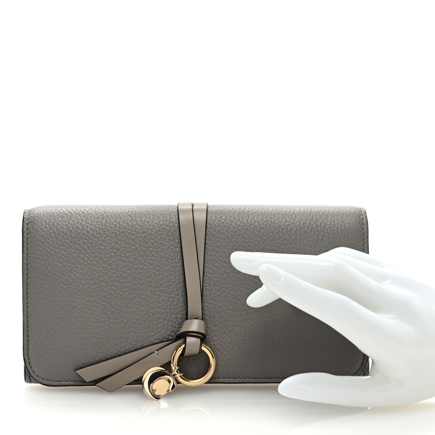Calfskin Alphabet Long Wallet Cashmere Grey