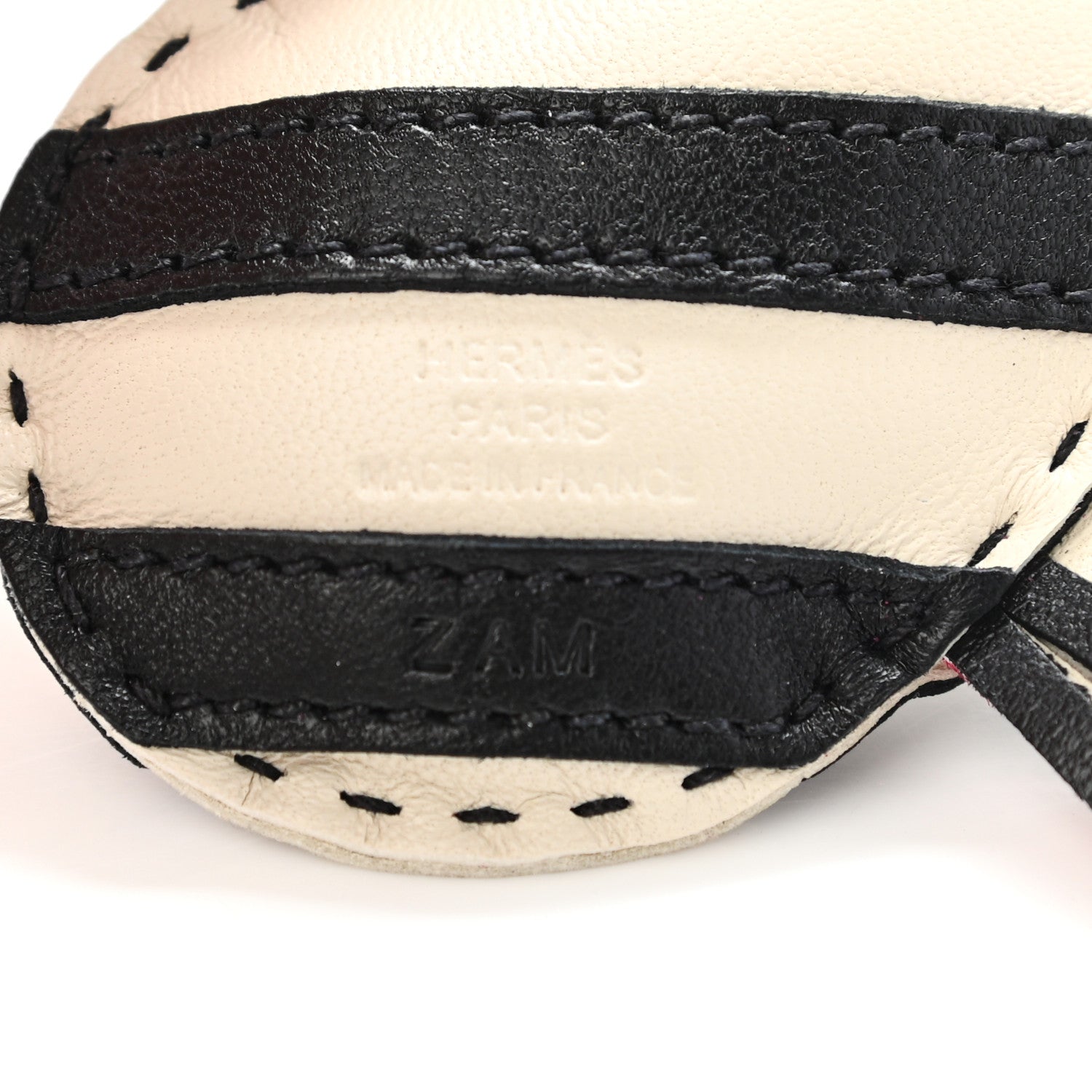 Hermes Milo Lambskin Geegee Savannah Bag Charm Craie Black Rose Mexico 3 of 3