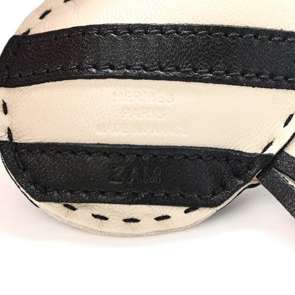 Hermes Milo Lambskin Geegee Savannah Bag Charm Craie Black Rose Mexico 3 of 3