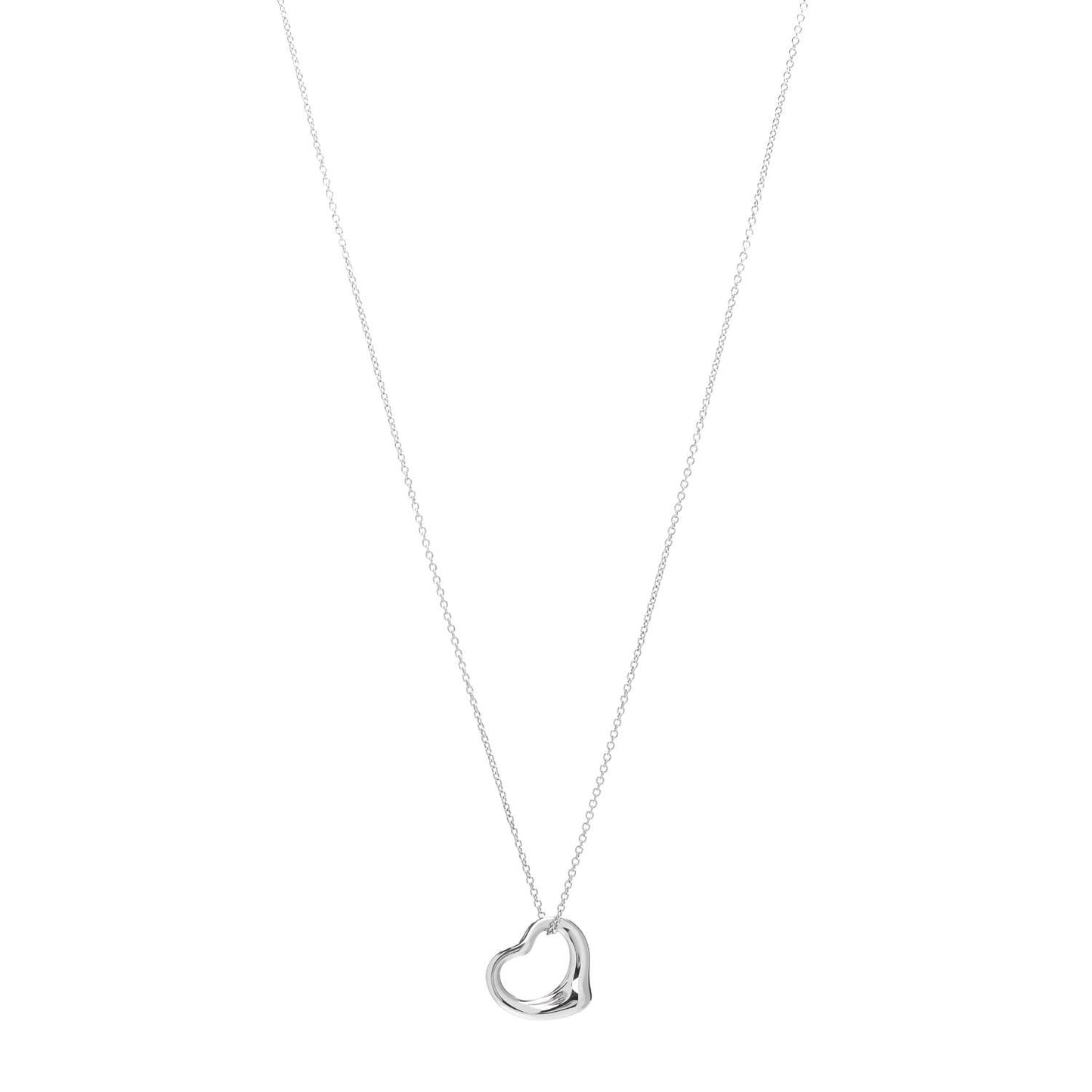 Sterling Silver 16mm Elsa Peretti Open Heart Pendant Necklace