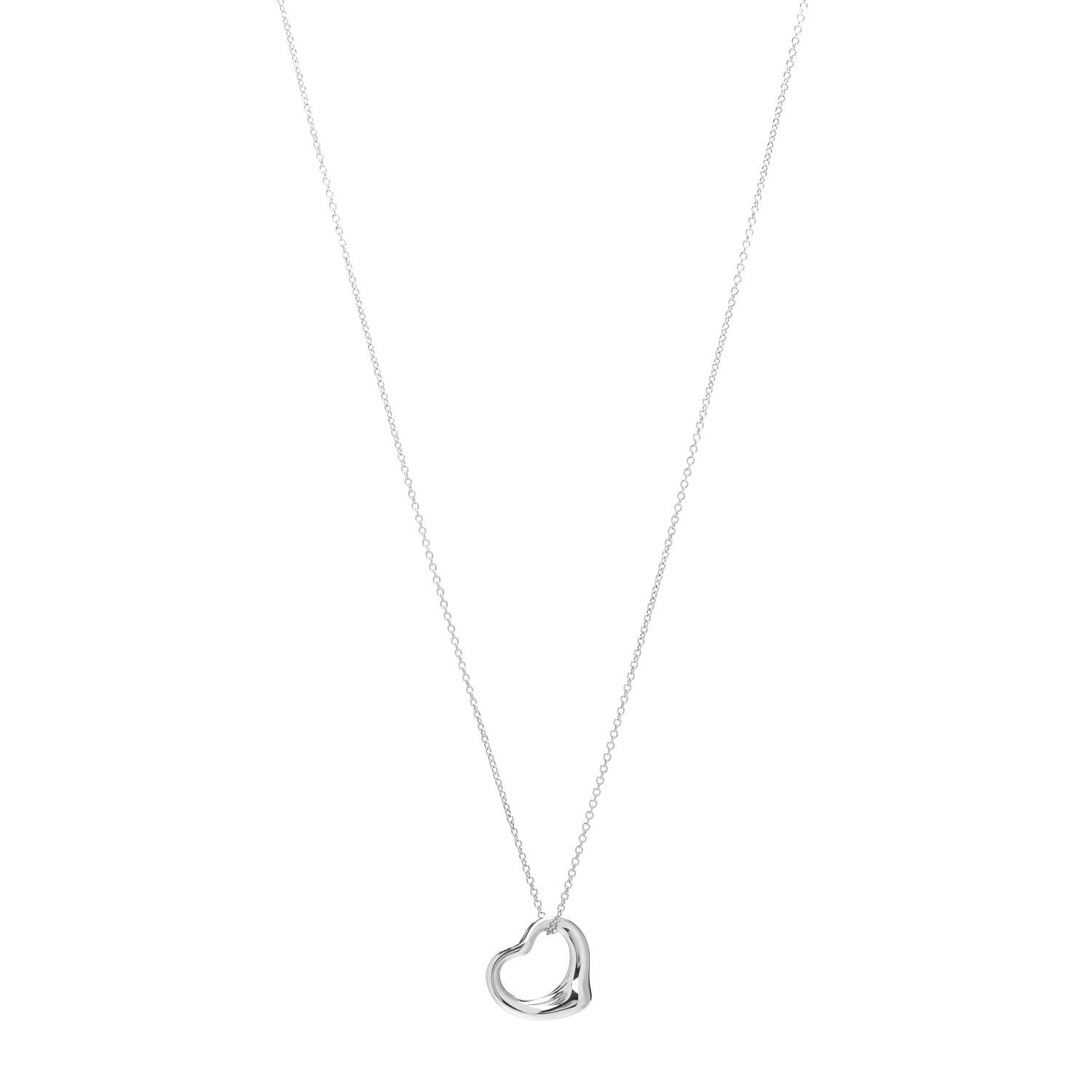 Tiffany Sterling Silver 16mm Elsa Peretti Open Heart Pendant Necklace 1 of 4
