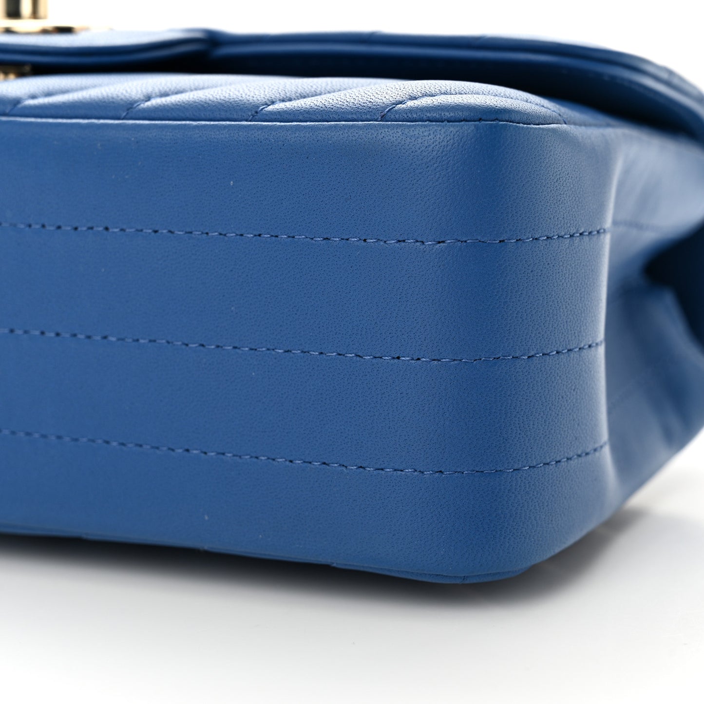 Lambskin Chevron Quilted Mini Rectangular Flap Blue