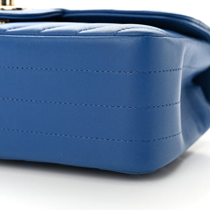 Chanel Lambskin Chevron Quilted Mini Rectangular Flap Blue 10 of 10