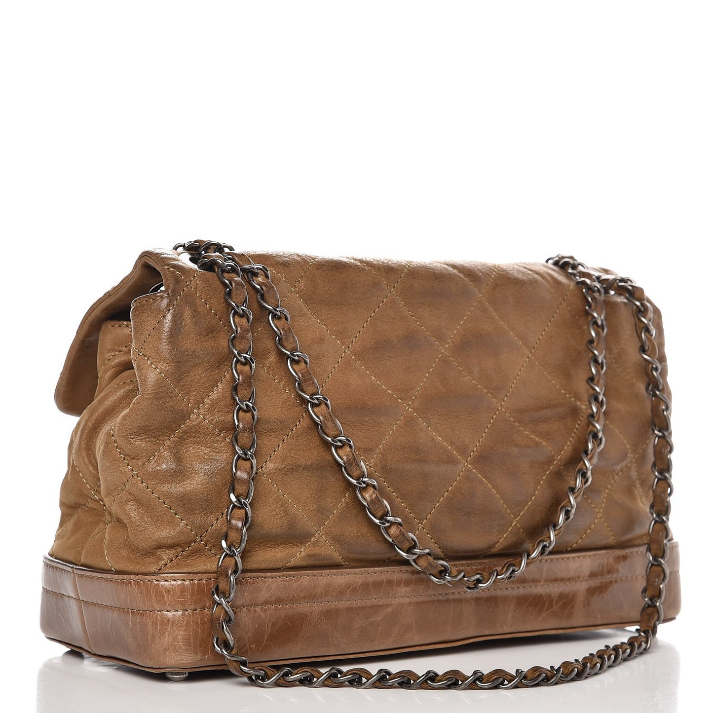 Iridescent Calfskin Quilted VIP Flap Brown