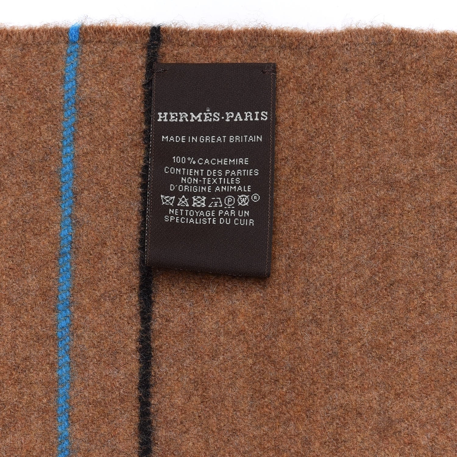 Hermes Cashmere Neorocabar Muffler Noisette Bleu Electrique 4 of 4