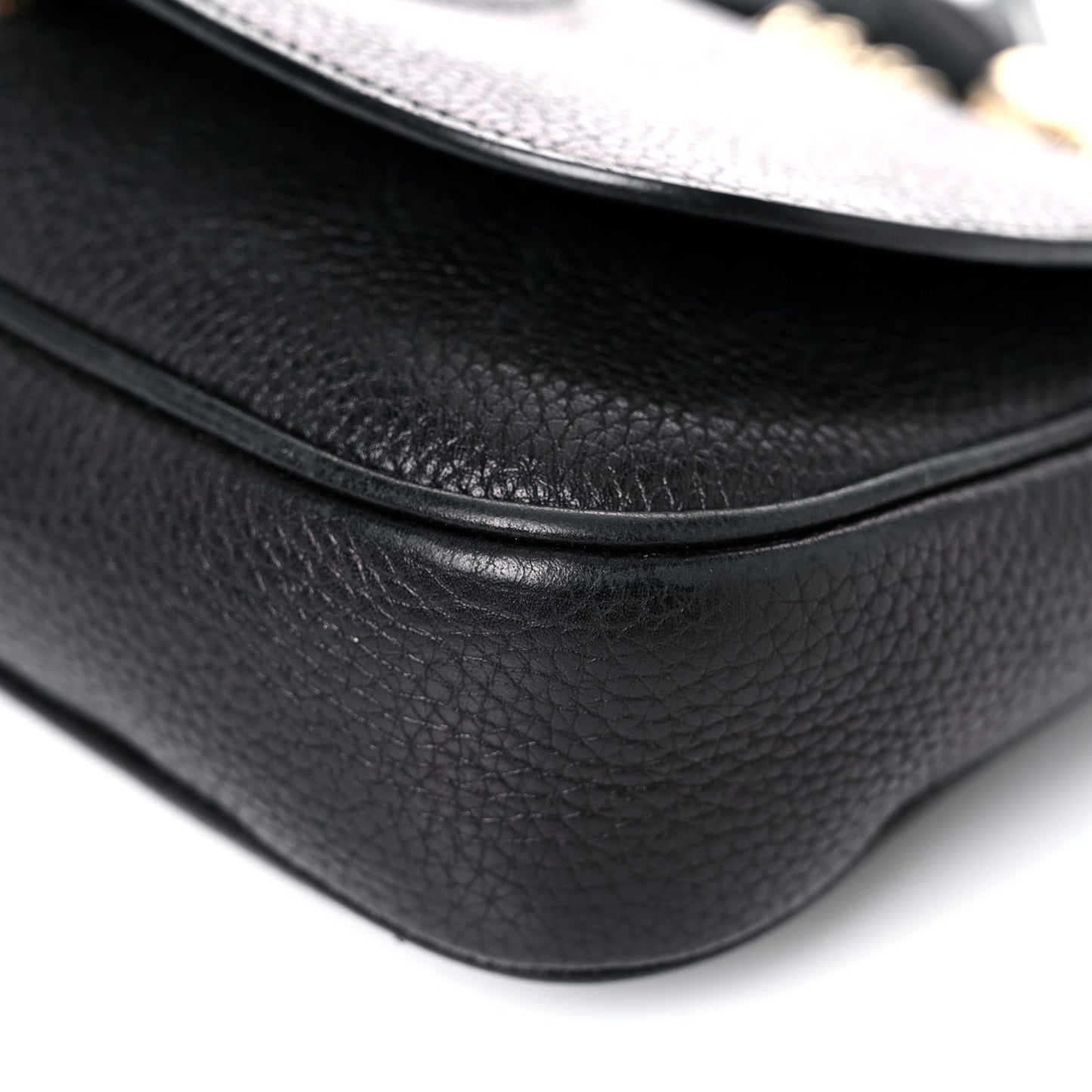 Pebbled Calfskin Medium Soho Flap Crossbody Black