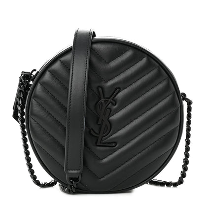 Saint Laurent Calfskin Matelasse Chevron Round Vinyle Camera Bag Black 1 of 10