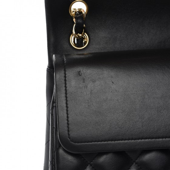 Lambskin Quilted Jumbo Double Flap Black