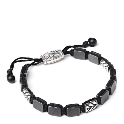 David Yurman Sterling Silver Titanium Chevron Tile Station Bracelet 1 of 5