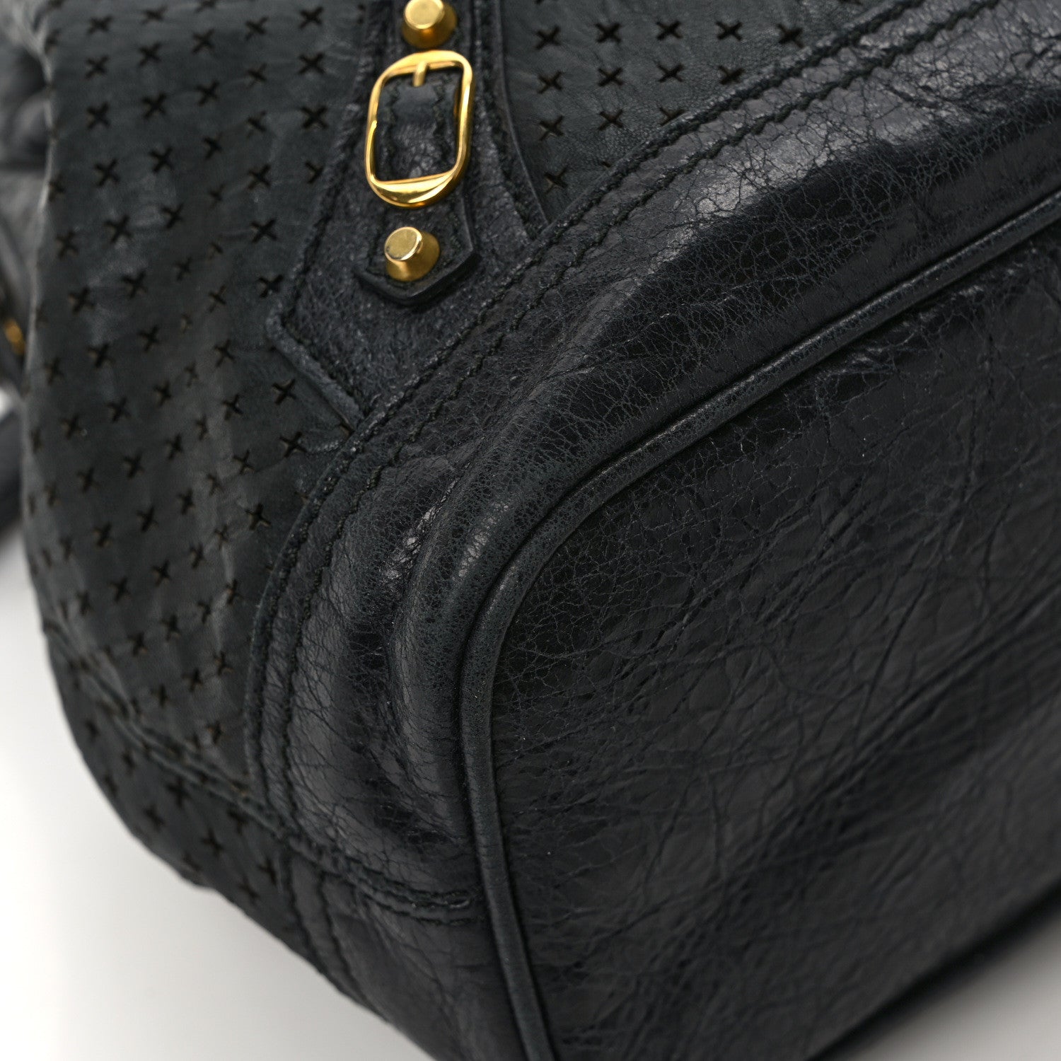 Balenciaga Agneau Classic Gold Hardware Perforated Cross Mini Pampille Black 10 of 11