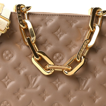 Louis Vuitton Lambskin Embossed Monogram Coussin MM Taupe 7 of 9