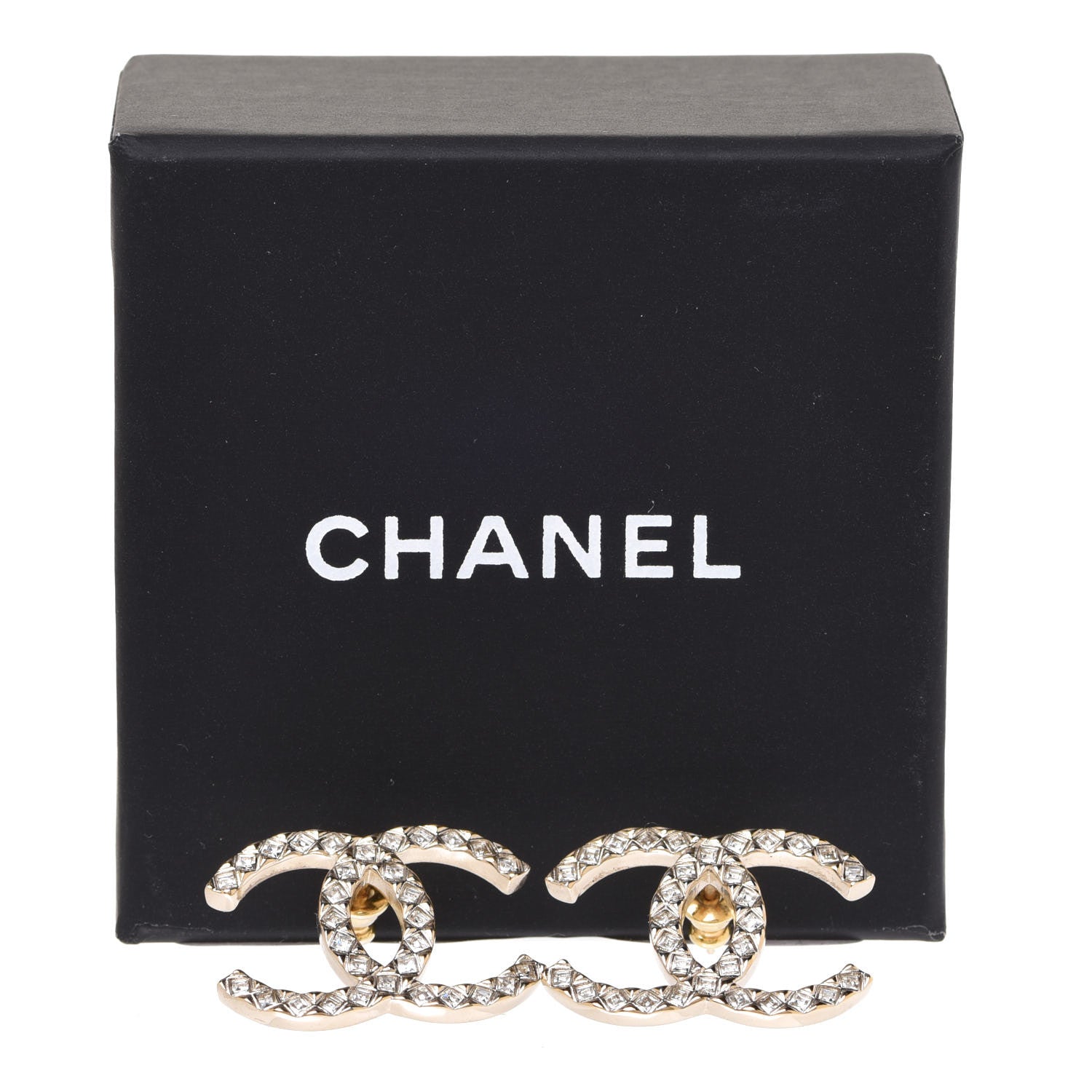 Chanel Baguette Crystal High Society CC Earrings Gold 5 of 5