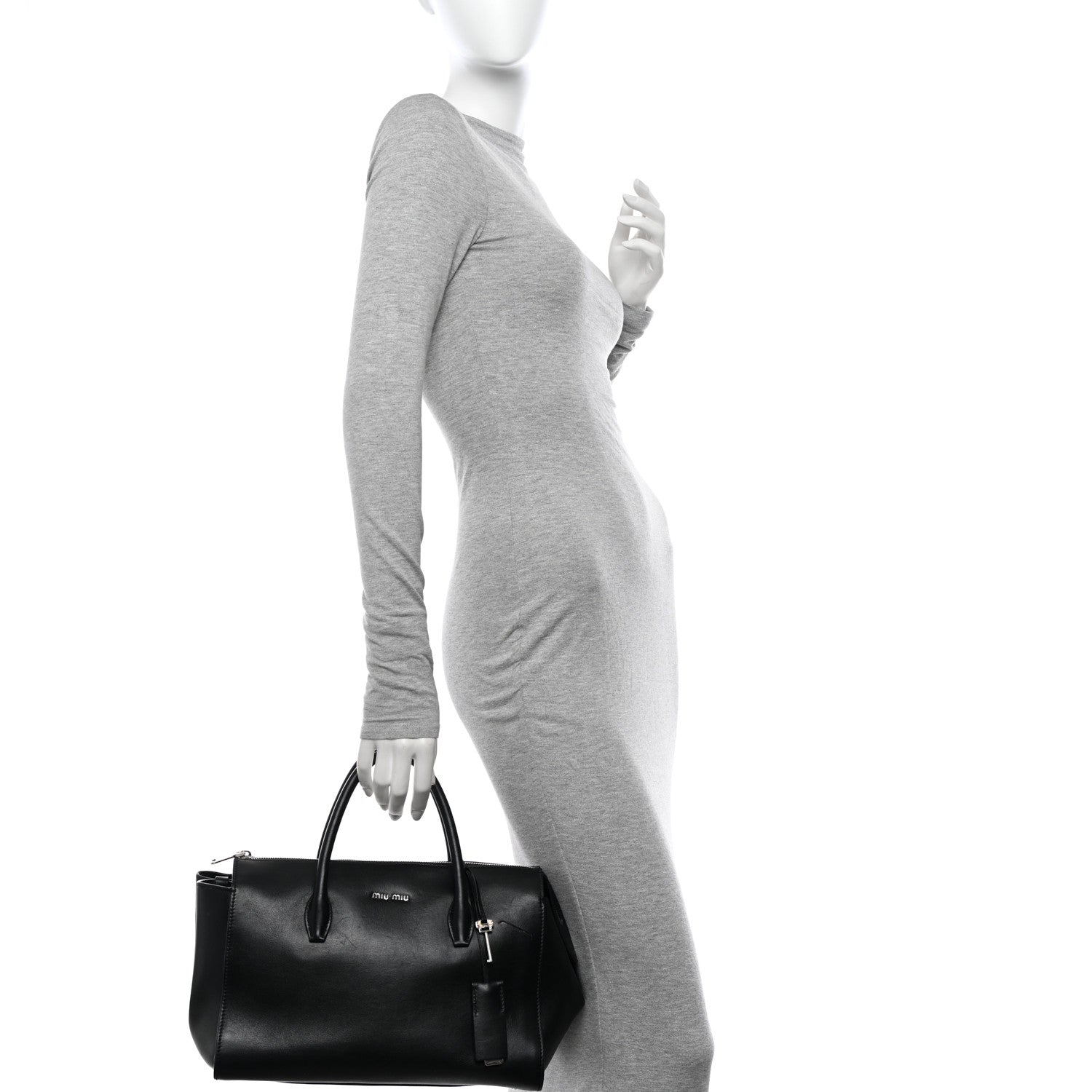 Miu Miu Soft Calfskin Top Handle Satchel Black 2 of 14