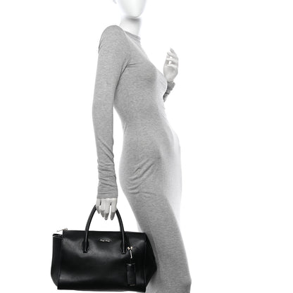 Miu Miu Soft Calfskin Top Handle Satchel Black 2 of 14