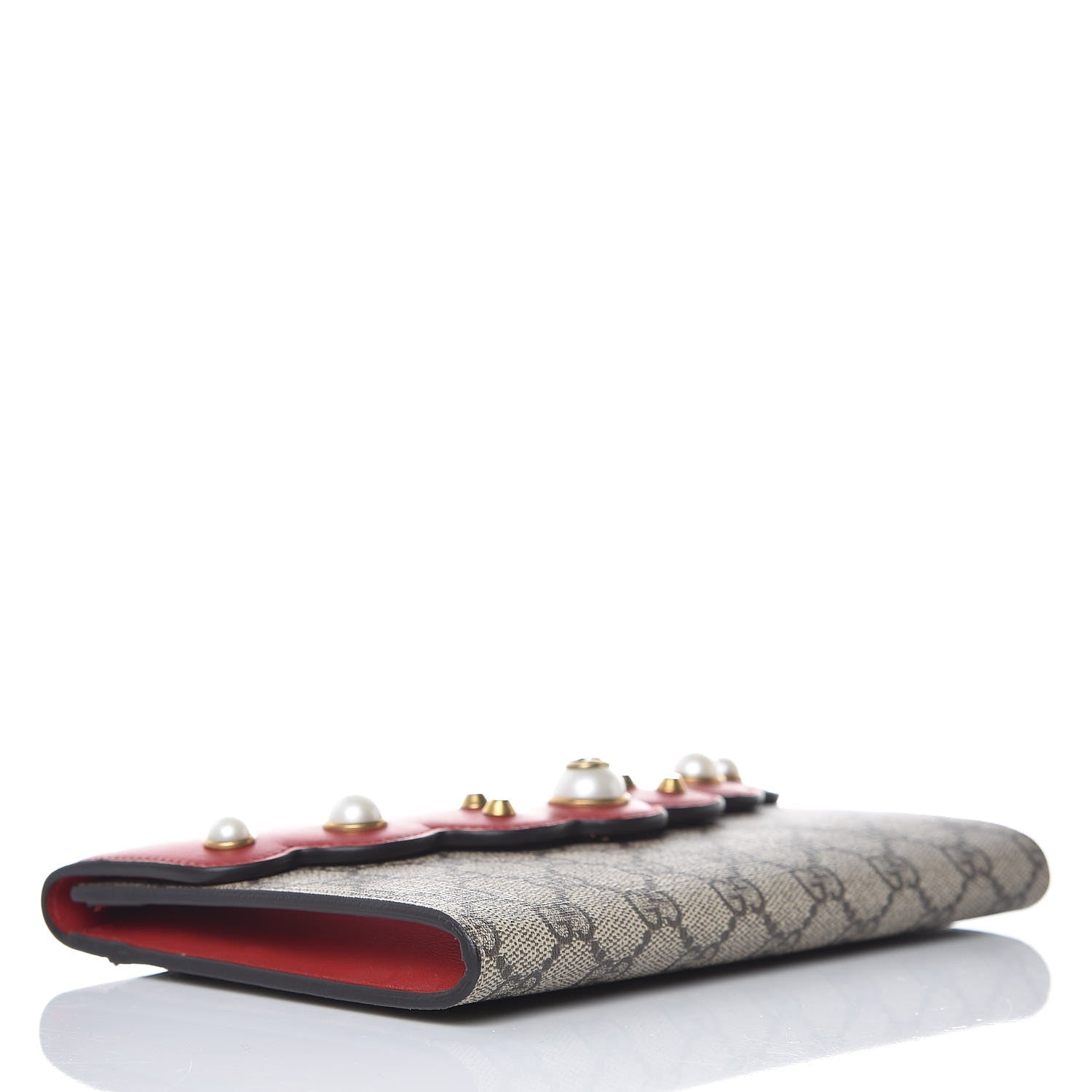 Gucci GG Supreme Monogram Mini Peony Pearly Clutch Red 4 of 6