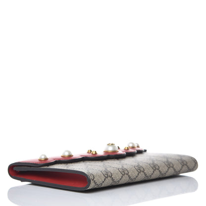 Gucci GG Supreme Monogram Mini Peony Pearly Clutch Red 4 of 6