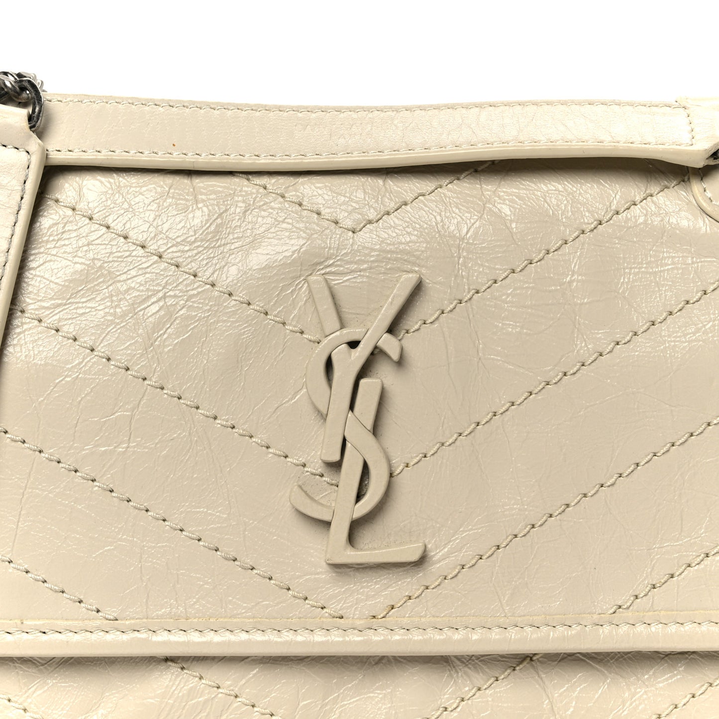 Crinkled Calfskin Matelasse Monogram Baby Niki Chain Satchel Crema Soft