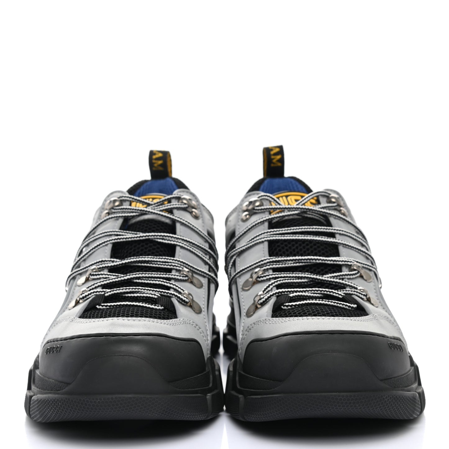 X SEGA Mesh Technical Canvas Calfskin Reflective Mens Flashtrek Sneakers 9.5 Silver Black