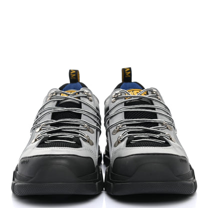 Gucci X SEGA Mesh Technical Canvas Calfskin Reflective Mens Flashtrek Sneakers 9.5 Silver Black 2 of 7