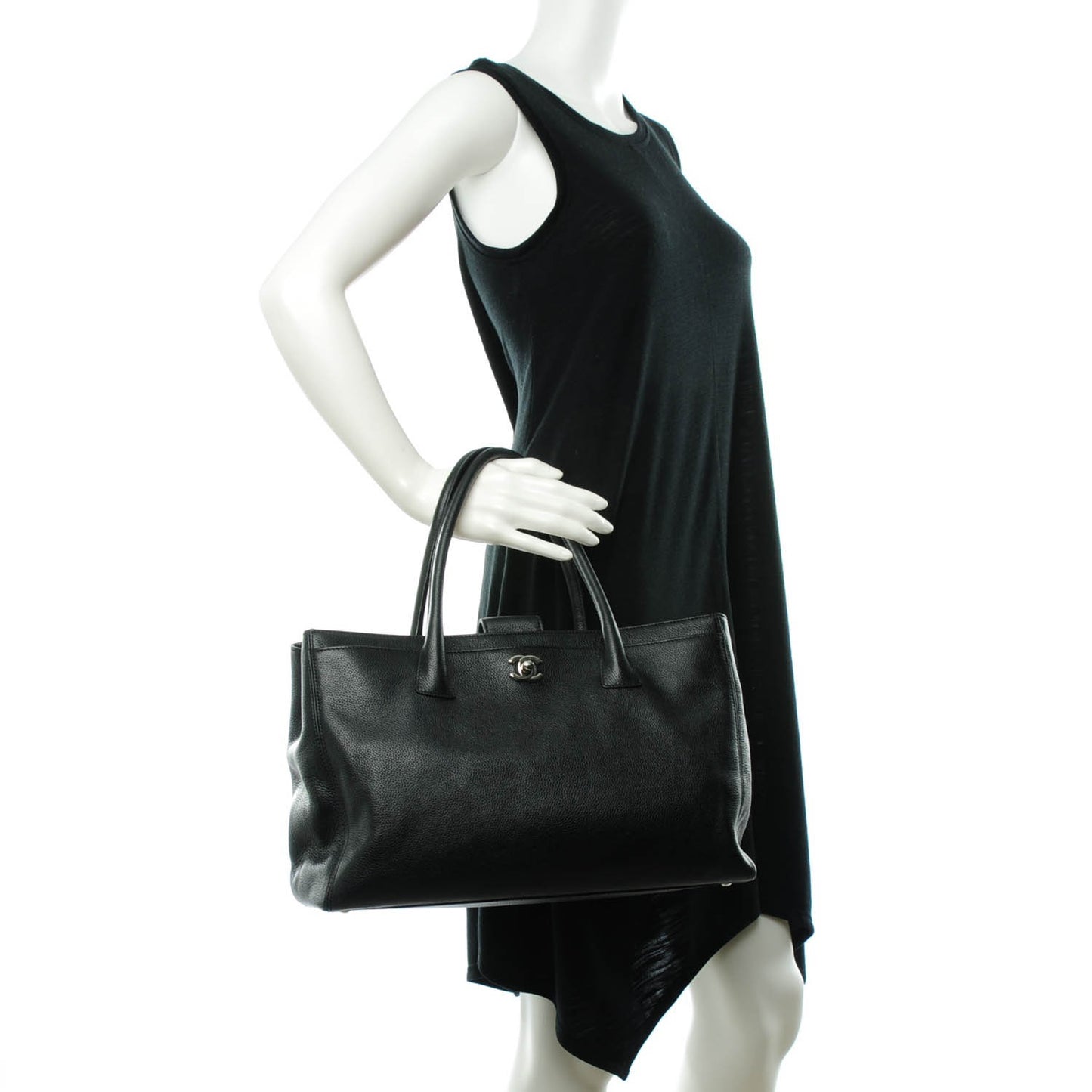 Calfskin Cerf Executive Shopper Tote Black