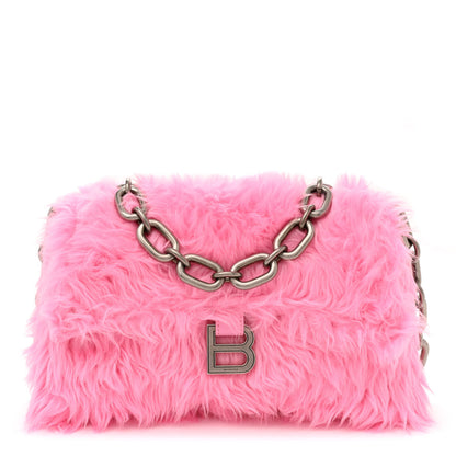 Balenciaga Faux Fur Small Downtown Shoulder Bag Pink 1 of 12