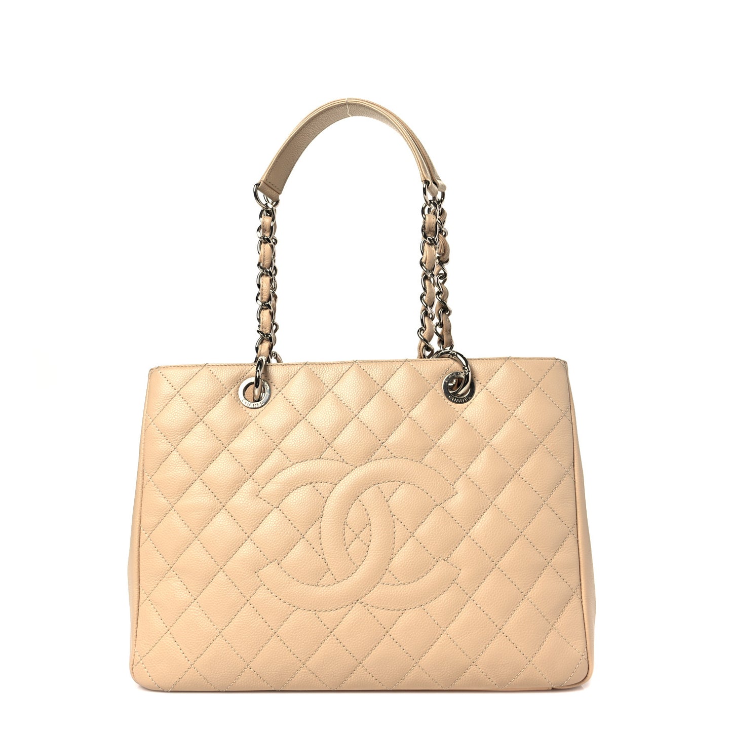 Caviar Quilted Grand Shopping Tote GST Beige Clair