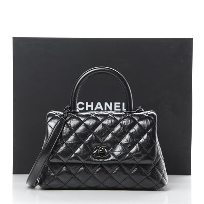 Chanel Aged Calfskin Quilted Mini Coco Handle Flap So Black 11 of 11