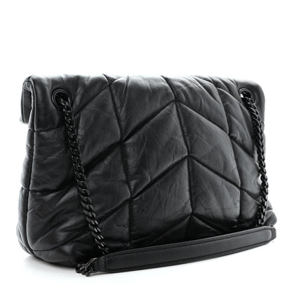 Saint Laurent Lambskin Quilted Monogram Monochrome Small Loulou Puffer Chain Satchel Black 3 of 10