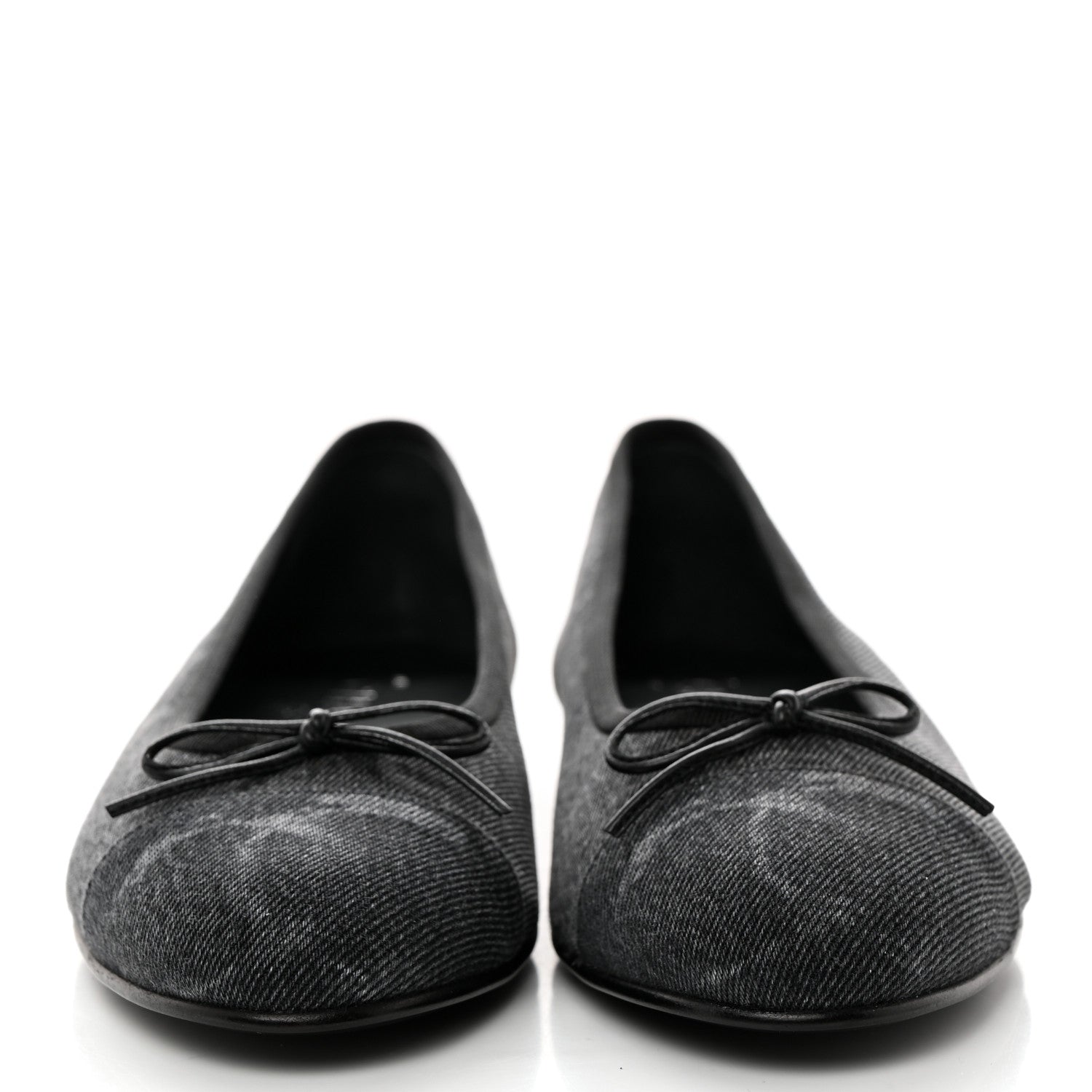 Chanel Denim Printed Cap Toe Ballerina Flats 39.5 Black 2 of 9
