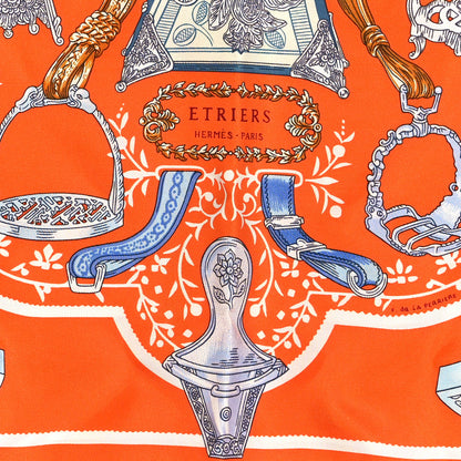 Hermes Silk Etriers Remix Scarf 45 Orange Ciel 4 of 12