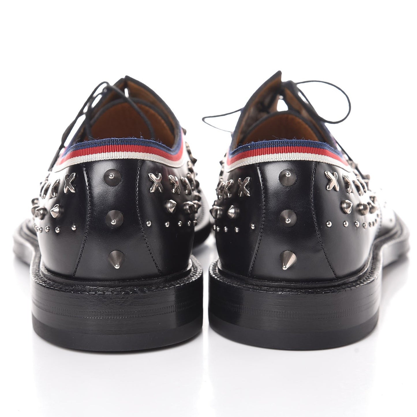 Calfskin Studded Mens Lace Up Loafers 10 Black