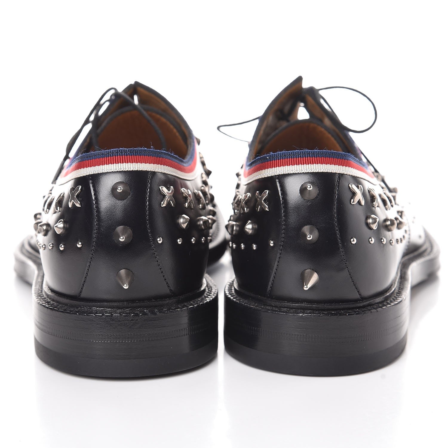 Gucci Calfskin Studded Mens Lace Up Loafers 10 Black 10 of 11
