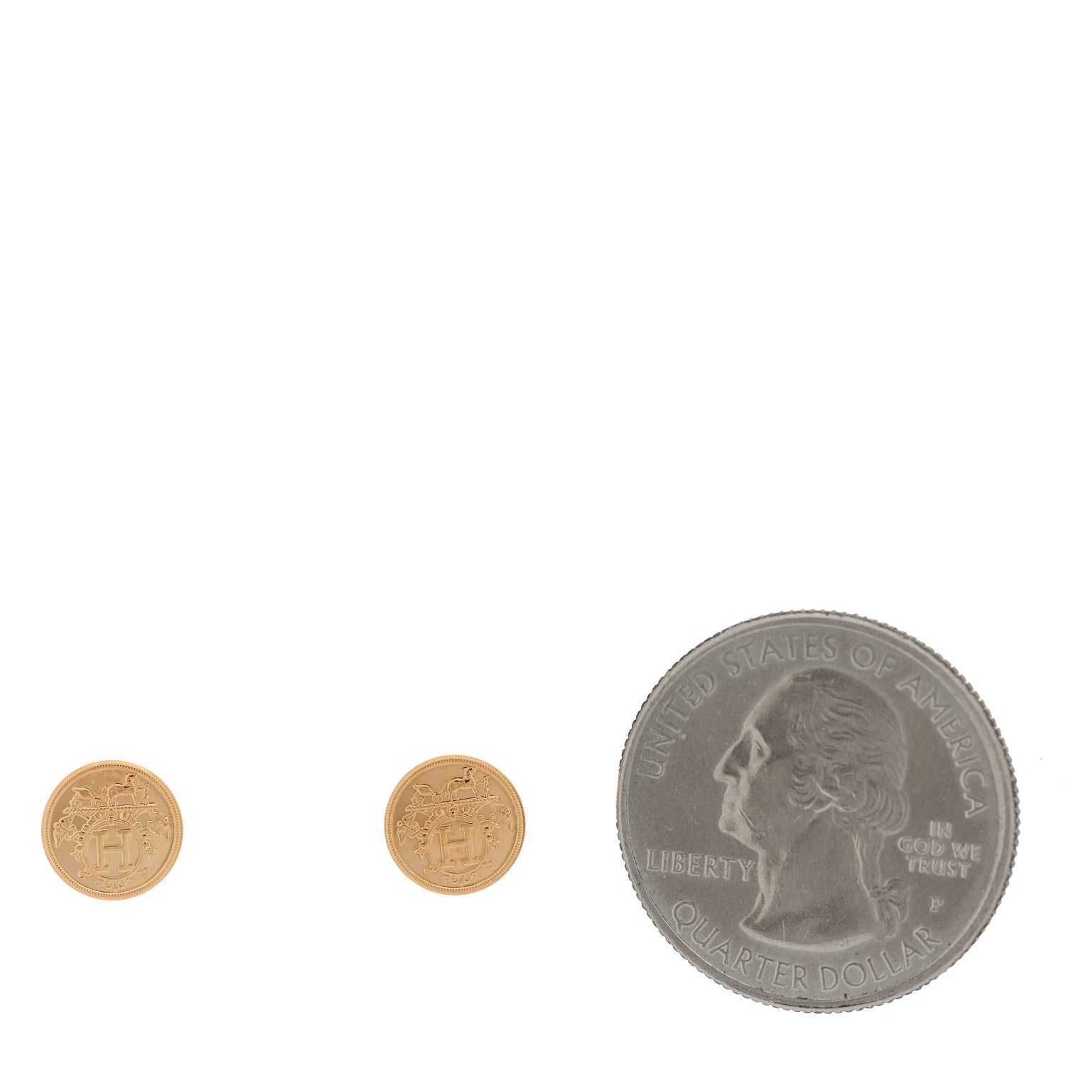 Hermes 18K Rose Gold TPM Ex-Libris Stud Earrings 2 of 5