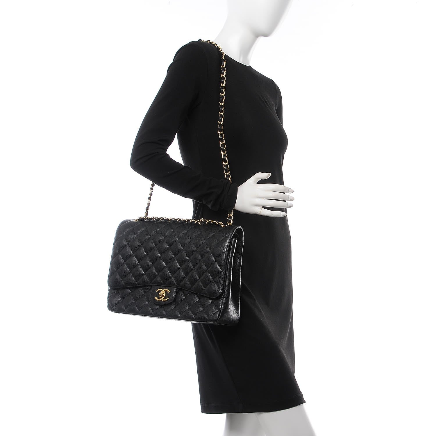 Chanel Caviar Quilted Maxi Double Flap Black 3 of 8