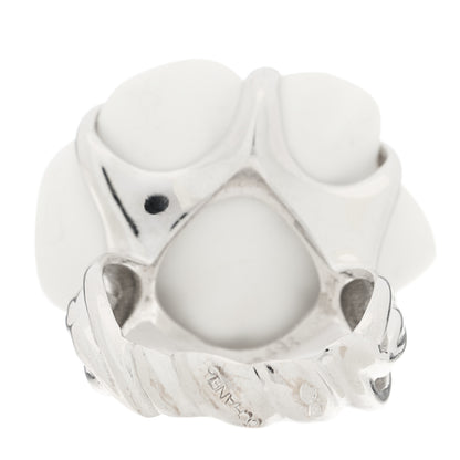 Chanel 18K White Gold White Ceramic Camelia Ring 54 7 4 of 5